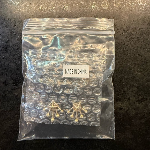 Rebecca Minkoff Gold Pyramid Fan Stud and Jacket Earrings - Picture 2 of 6